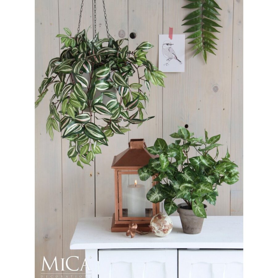 Tradescantia Kunst Hangplant - L15 x B20 x H54 cm - Groen - Afbeelding 6