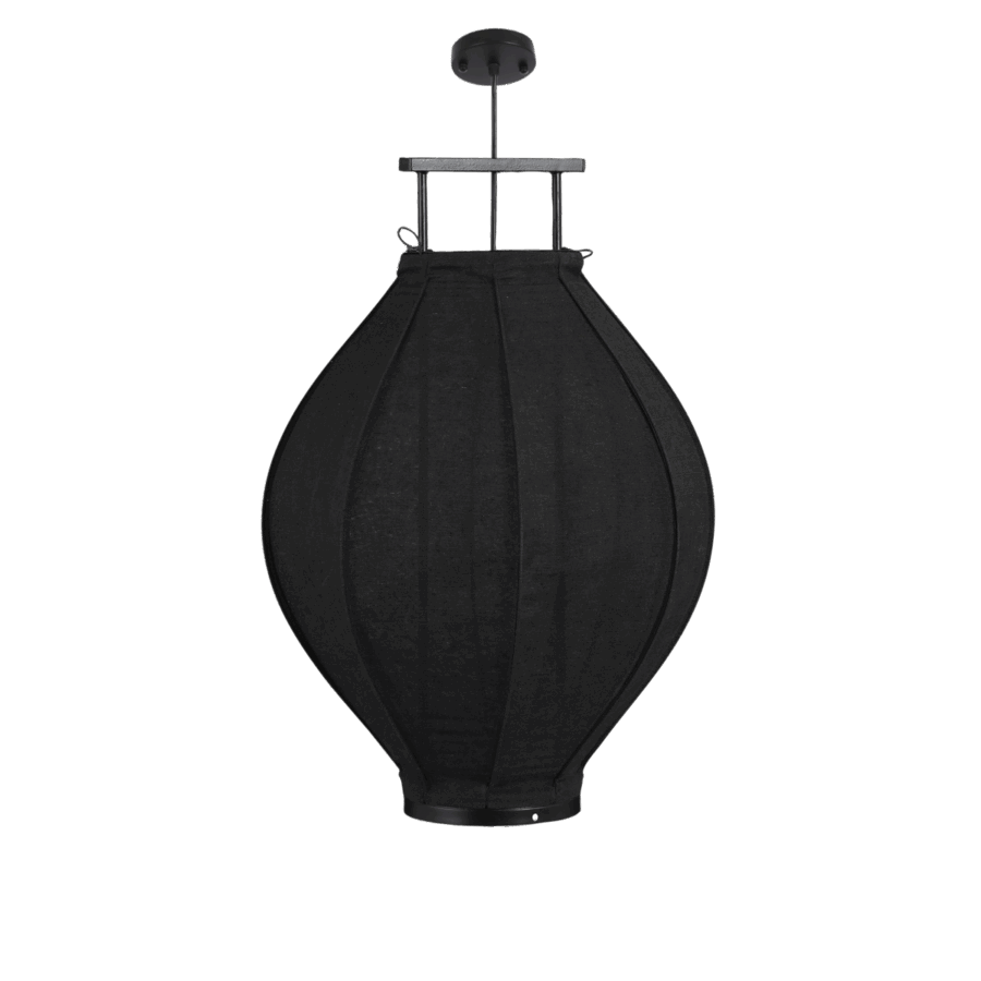 Pego Hanglamp - H73 x Ø54 cm - Linnen - Zwart