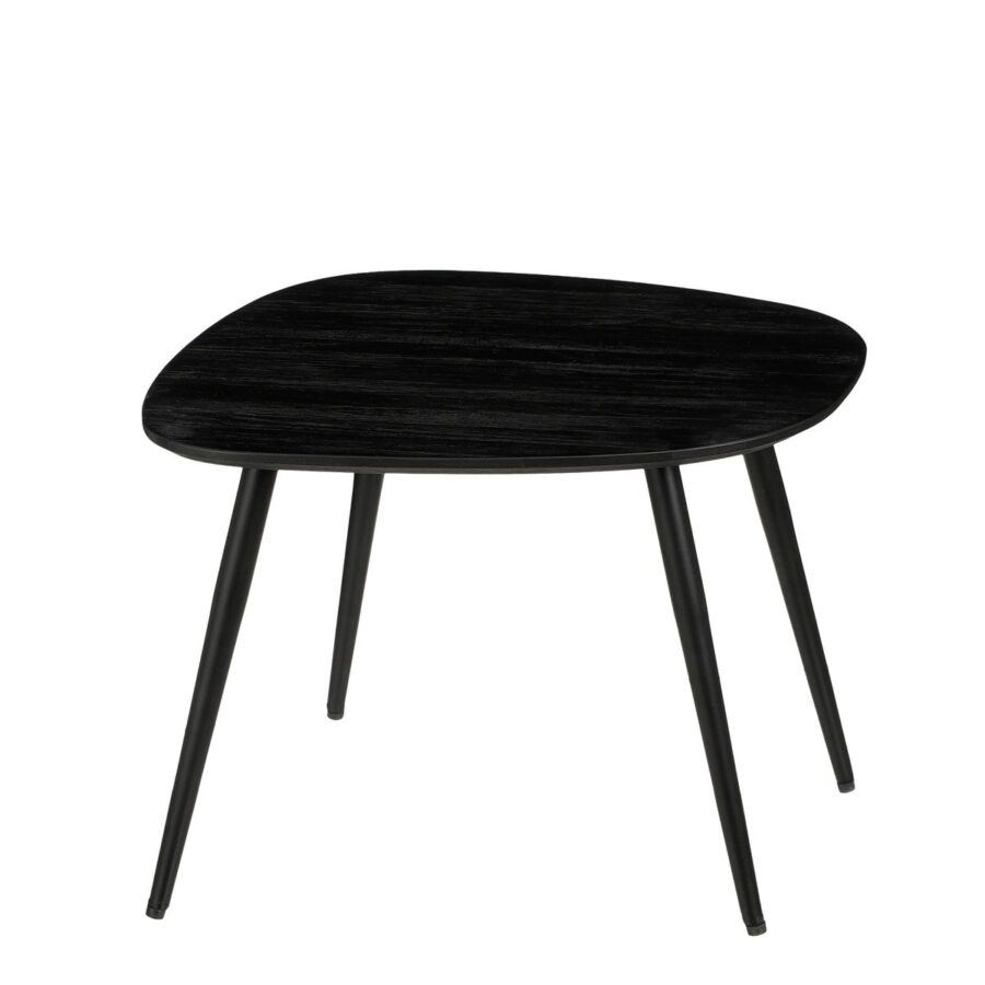 Jailey Bijzettafel - Set van 3 - L62 x B52 x H34 cm - Gerecycled Hout - Zwart - Afbeelding 3