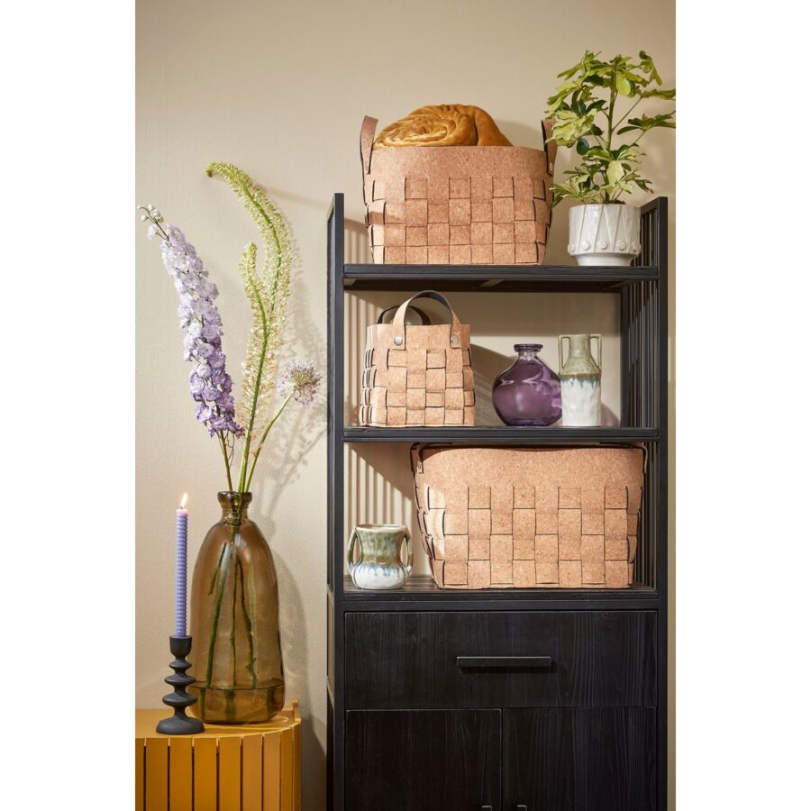 Opbergmand - Set van 3 - L40 x B30 x H30 cm - Kurk/Vilt - Bruin - Afbeelding 7
