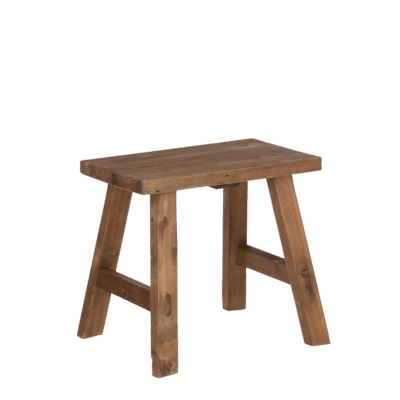 Bold Houten Krukje - L38 x B29 x H34 cm - Gerecycled Hout - Bruin