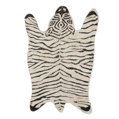 Vloerkleed Zebra - L180 x B120 cm - Katoen - Zwart, Wit