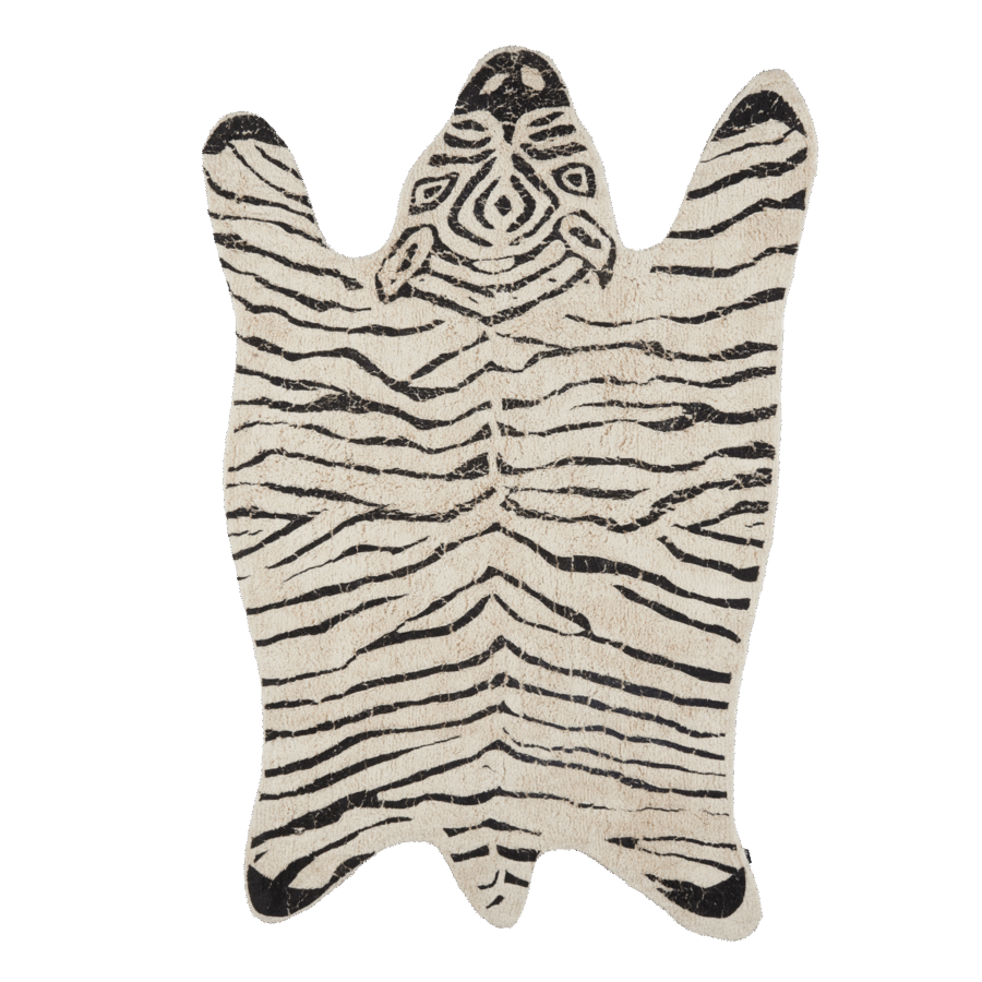 Vloerkleed Zebra - L180 x B120 cm - Katoen - Zwart, Wit