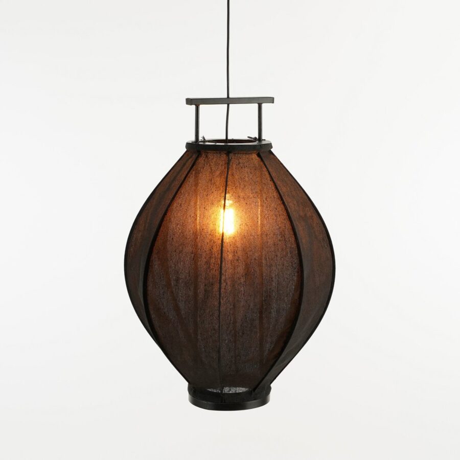 Pego Hanglamp - H73 x Ø54 cm - Linnen - Zwart - Afbeelding 2