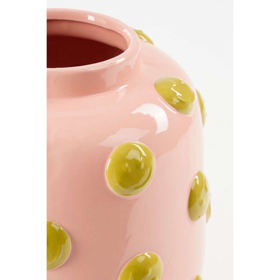 Smiley Vaas - H28 x Ø29 cm - Keramiek - Lichtroze, Oker - Afbeelding 2