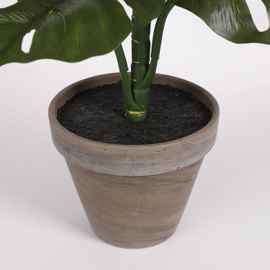 Monstera Kunstplant in Bloempot Stan - H48 x Ø39 cm - Groen - Afbeelding 3