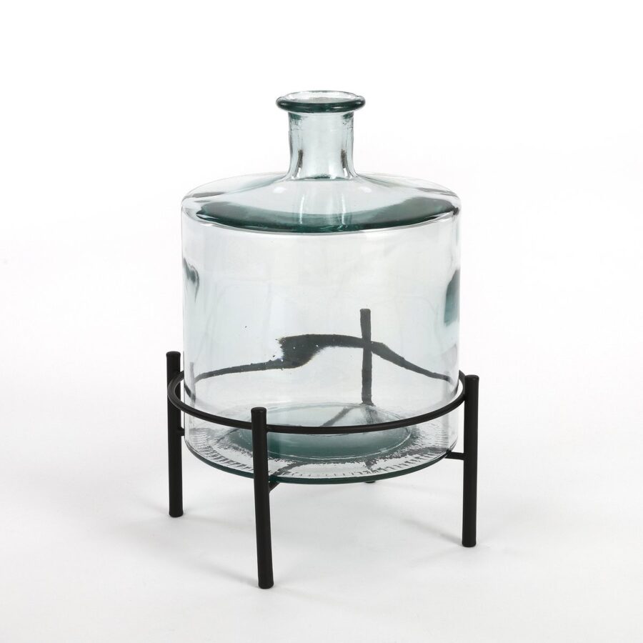 Guan Fles Vaas - H26 x Ø21 cm - Gerecycled Glas - Transparant - Afbeelding 3