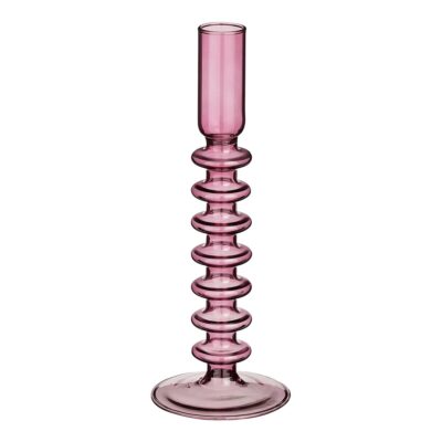 Agios Kandelaar - H20 x Ø8 cm - Glas - Donkerpaars