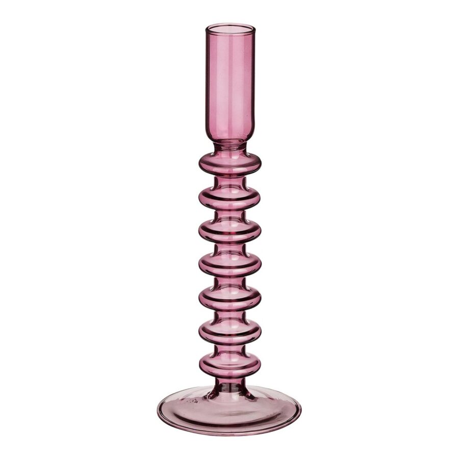 Agios Kandelaar - H20 x Ø8 cm - Glas - Donkerpaars