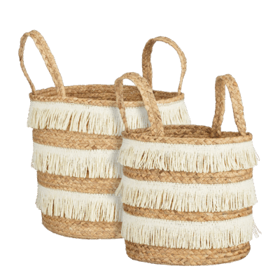Opbergmand - Set van 2 - H30 x Ø32 cm - Waterhyacint - Bruin