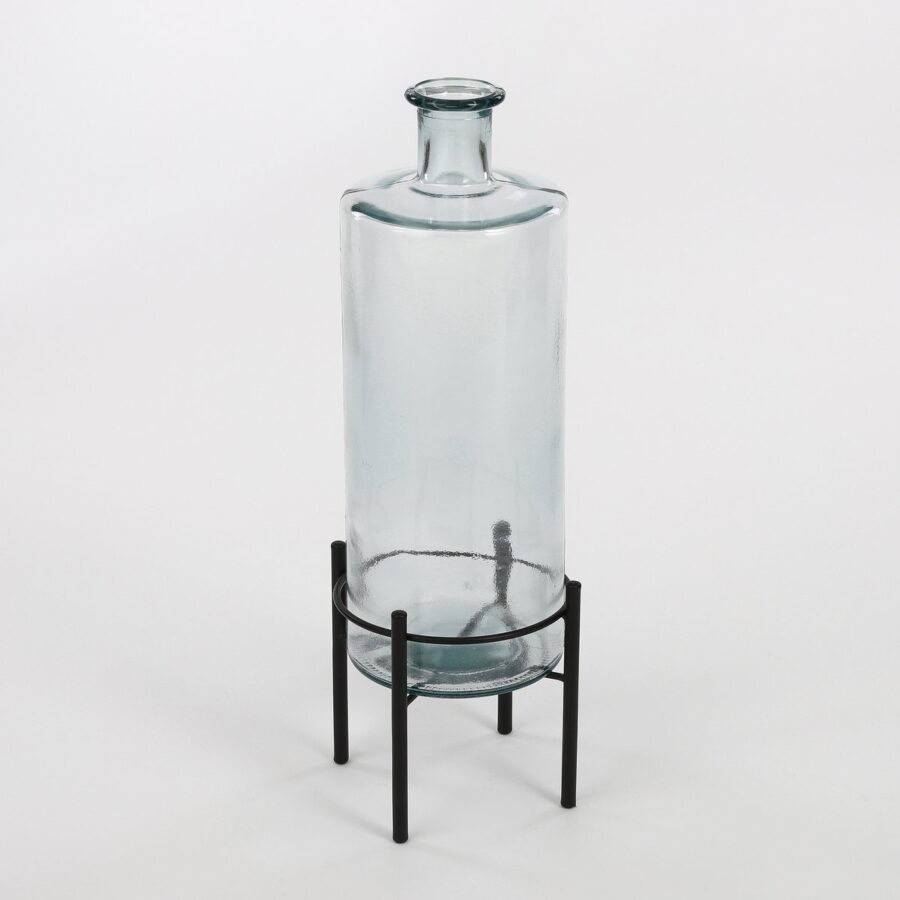 Guan Fles Vaas - H75 x Ø25 cm - Gerecycled Glas - Transparant - Afbeelding 3
