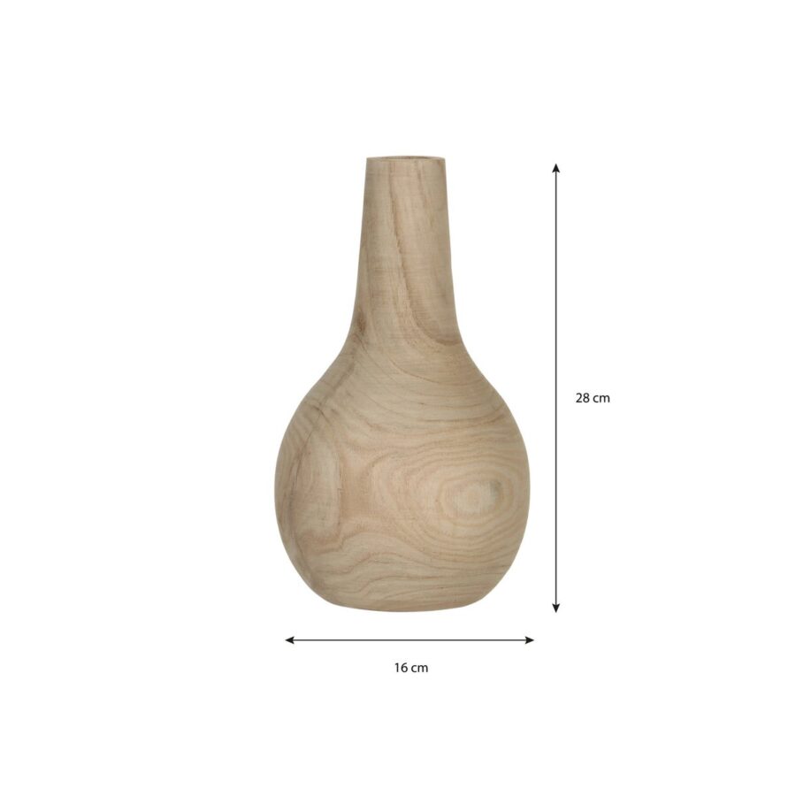 Pia Vaas - H28 x Ø16 cm - Paulownia Hout - Lichtbruin - Afbeelding 6