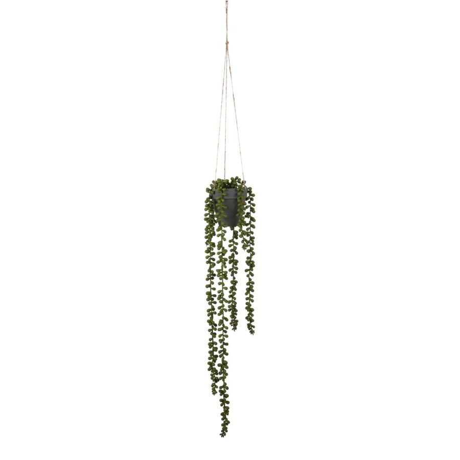 Senecio Kunst Hangplant - H56 x Ø9 cm - Groen
