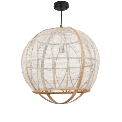 Pella Hanglamp - H50 x Ø51 cm - Linnen - Beige