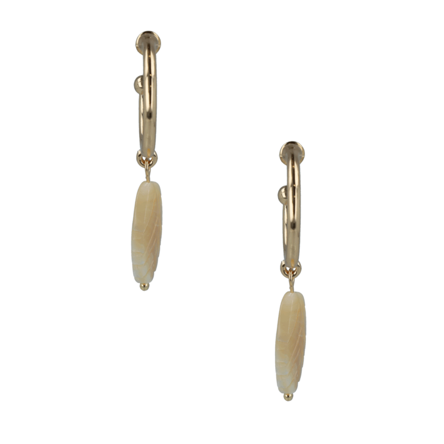 Golden White Leaf Hoops - Afbeelding 4