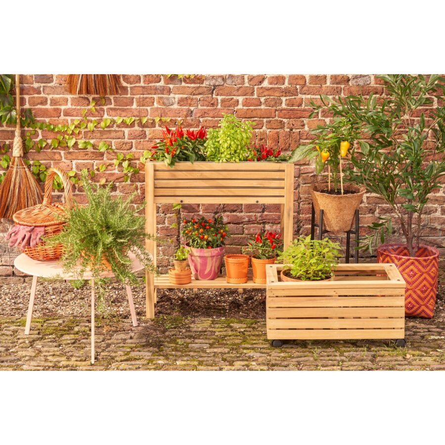 Glenwood Plantenbak Rechthoek voor Buiten - L70 x B30 x H75 cm - Acaciahout - Bruin - Afbeelding 7