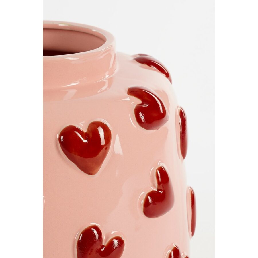 Hearts Vaas - H28 x Ø29 cm - Keramiek - Roze, Rood - Afbeelding 3