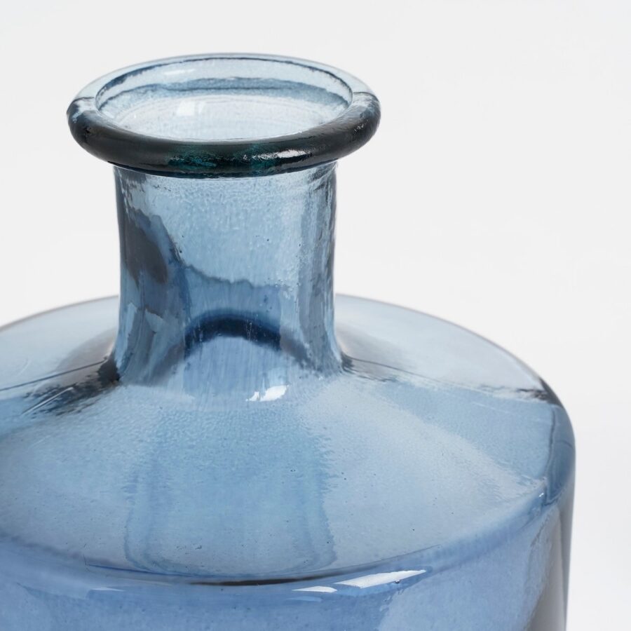 Guan Fles Vaas - H40 x Ø15 cm - Gerecycled Glas - Blauw - Afbeelding 2