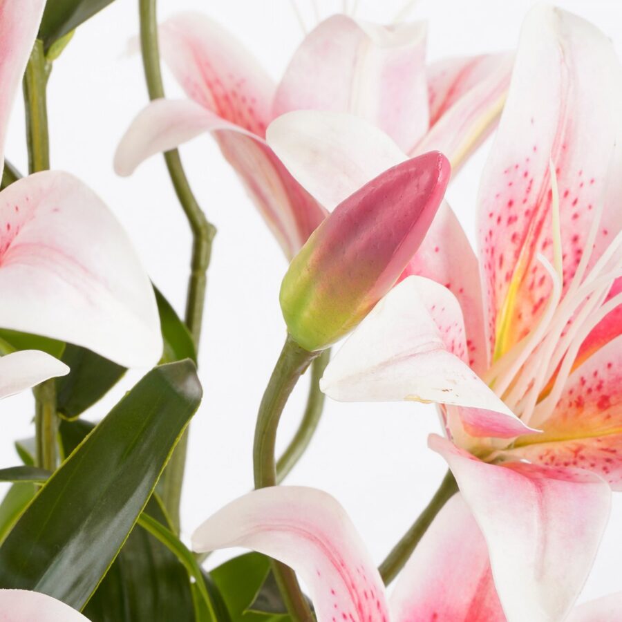 Tijgerlelie Kunstplant in Bloempot Stan - H47 x Ø45 cm - Roze - Afbeelding 3