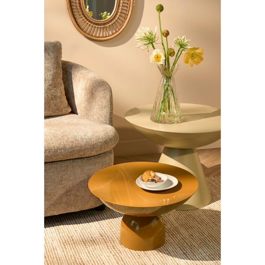 Celise Bijzettafel - H44 x Ø59 cm - Metaal - Beige - Afbeelding 5