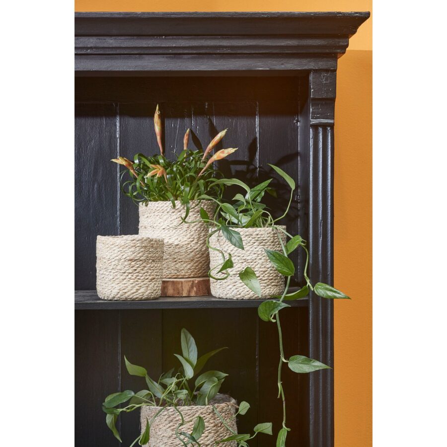 Atlantic Plantenmand - Set van 3 - H16 x Ø16 cm - Jute - Crème - Afbeelding 5
