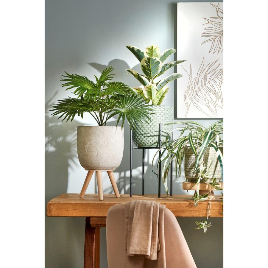 Palm Kunstplant in Bloempot Stan - H40 x Ø35 cm - Groen - Afbeelding 5