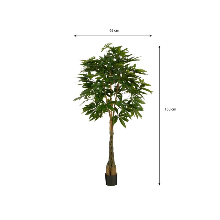 Pachira Kunstplant - H150 x Ø65 cm - Groen - Afbeelding 6