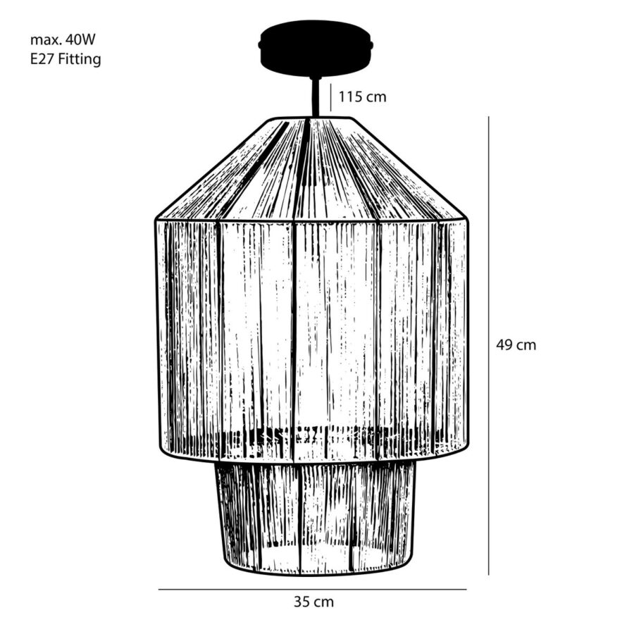 Elsa Hanglamp - H49 x Ø35 cm - Jute - Lichtbruin - Afbeelding 7