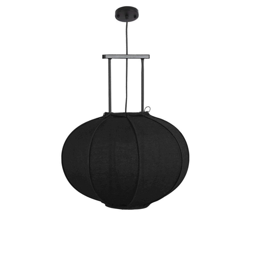 Pego Hanglamp - H55 x Ø50 cm - Linnen - Zwart