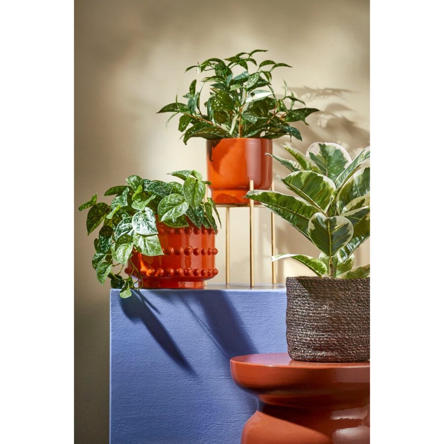 Boaz Bloempot - H19 x Ø22 cm - Keramiek - Oranje - Afbeelding 8