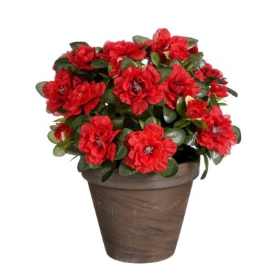 Azalea Kunstplant in Bloempot Stan - H31 x Ø26 cm - Rood