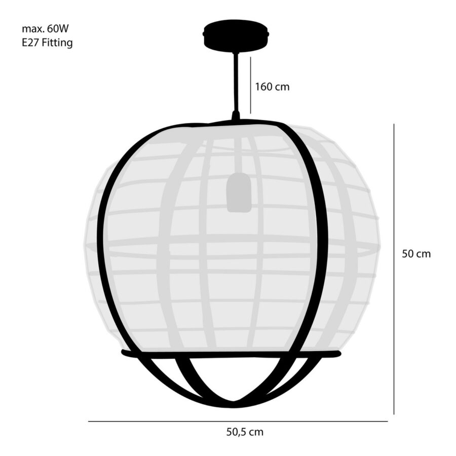 Pella Hanglamp - H50 x Ø51 cm - Linnen - Beige - Afbeelding 5