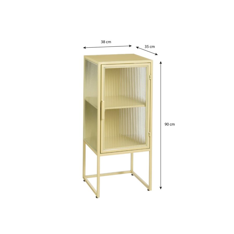 Clifton Opbergkast met Deuren - L38 x B35 x H90 cm - Metaal - Beige - Afbeelding 8
