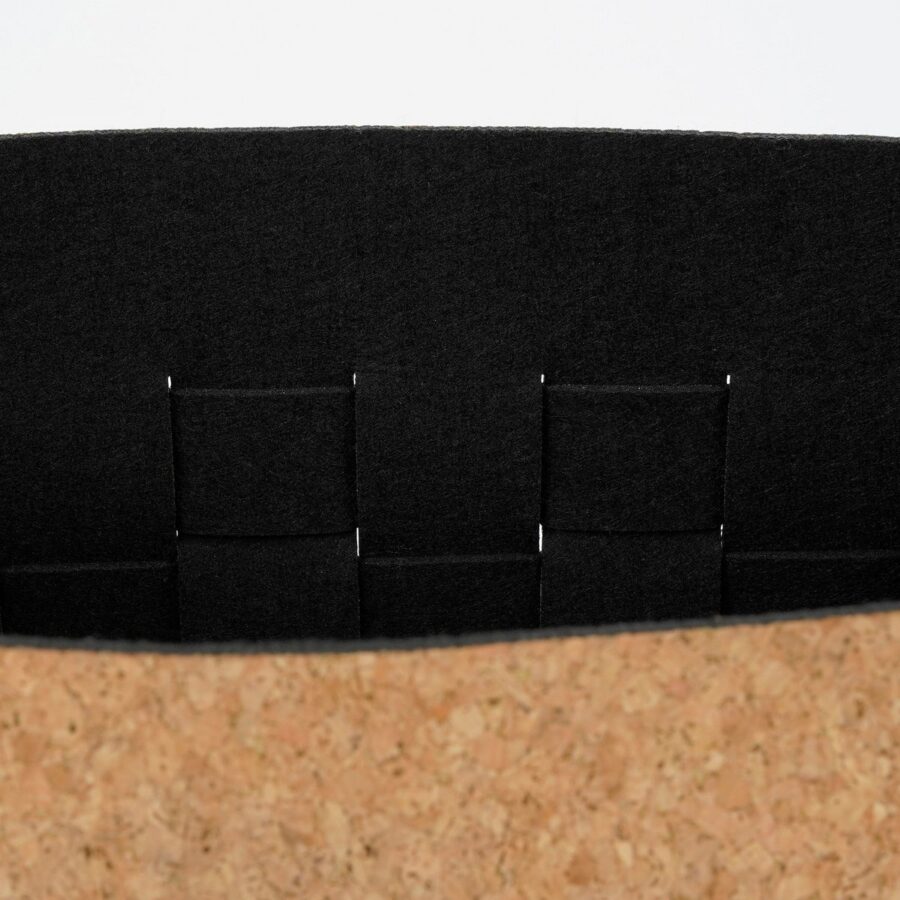 Opbergmand - Set van 3 - L40 x B30 x H30 cm - Kurk/Vilt - Zwart - Afbeelding 4