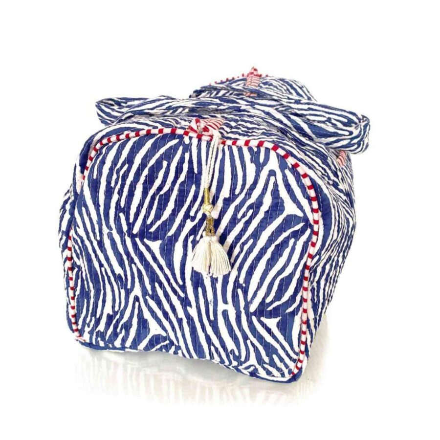handgemaakte katoenen tas "blauwe zebra" - Afbeelding 4