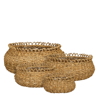 Gourdon Plantenmand - Set van 4 - H17 x Ø31 cm - Bruin