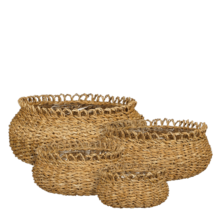 Gourdon Plantenmand - Set van 4 - H17 x Ø31 cm - Bruin