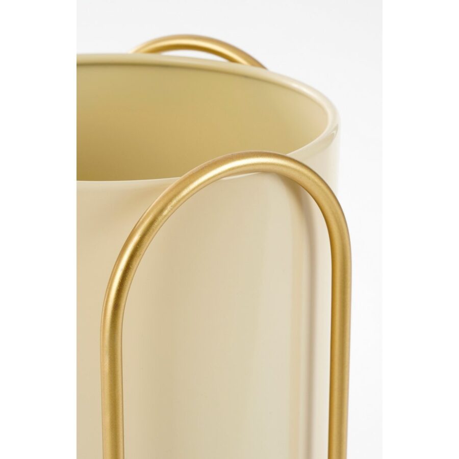 Donau Bloempot op Standaard - Set van 2 - Metaal - H45 x Ø23 cm - Lichtgeel, Goud - Afbeelding 2