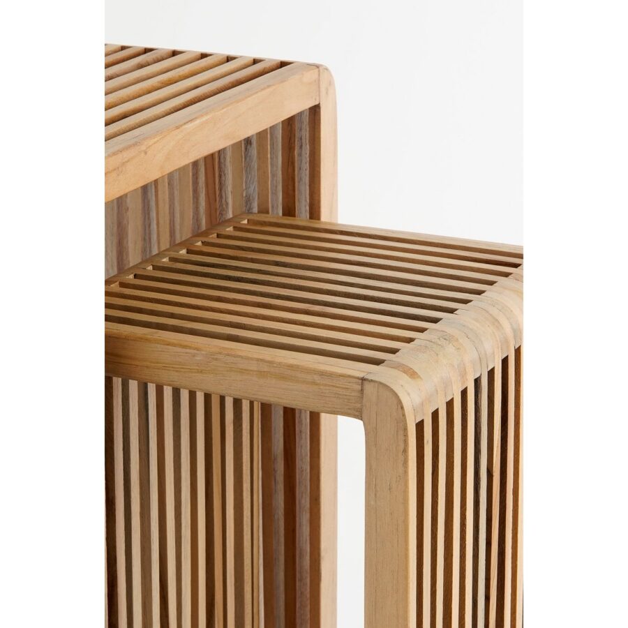 Yonker Plantentafel - Set van 2 - L35 x B25 x H80 cm - Gerecycled Hout - Bruin - Afbeelding 3