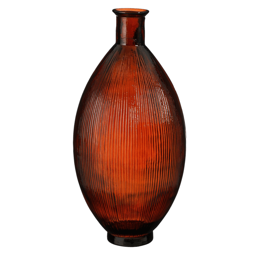 Firenza Fles Vaas - H59 x Ø29 cm - Gerecycled Glas - Donkerbruin