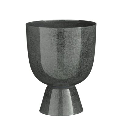 James Bloempot op Standaard - H28 x Ø22 cm - Metaal - Grijs