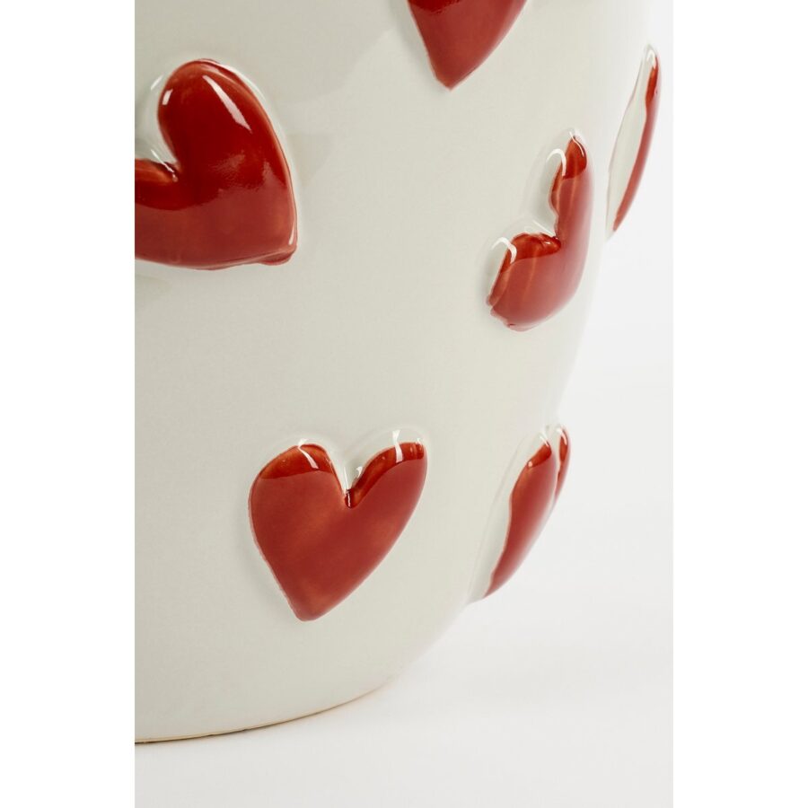 Hearts Vaas - H33 x Ø30 cm - Keramiek - Wit, Rood - Afbeelding 4