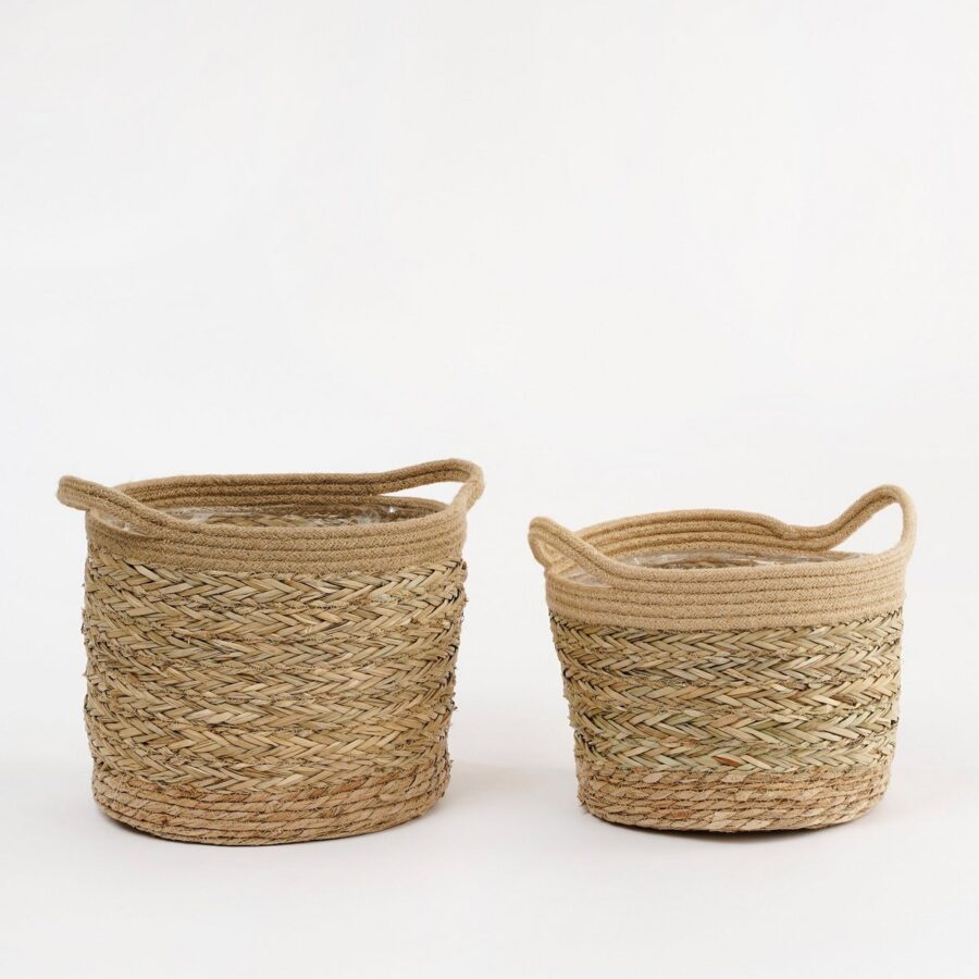 Anne Plantenmand - Set van 2 - H28 x Ø30 cm - Zeegras - Lichtbruin - Afbeelding 5