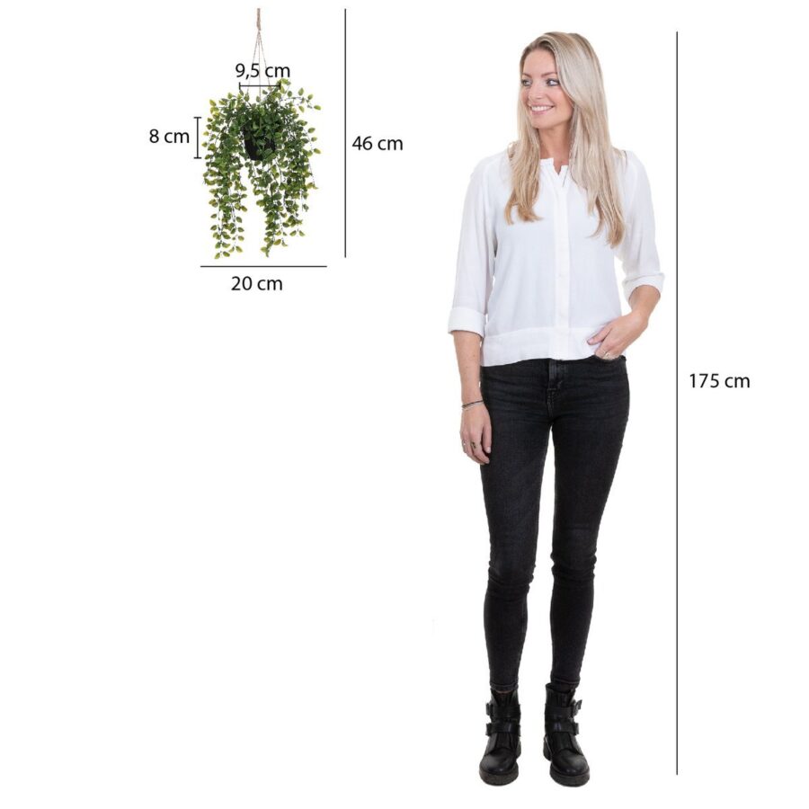 Ficus Kunst Hangplant in Pot - H46 x Ø20 cm - Groen - Afbeelding 6