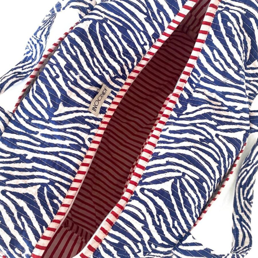 handgemaakte katoenen tas "blauwe zebra" - Afbeelding 6