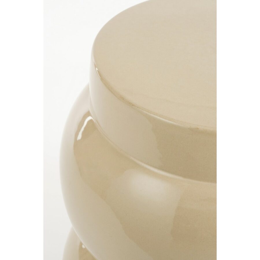 Vendi Bijzettafel - H40 x Ø35 cm - Keramiek - Crème - Afbeelding 2