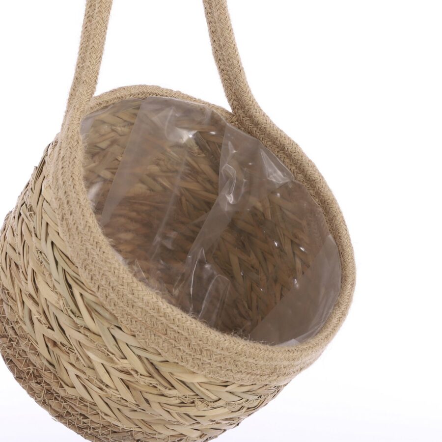 Anne Hangende Bloempot - Set van 2 - H20 x Ø25 cm - Zeegras - Lichtbruin - Afbeelding 3