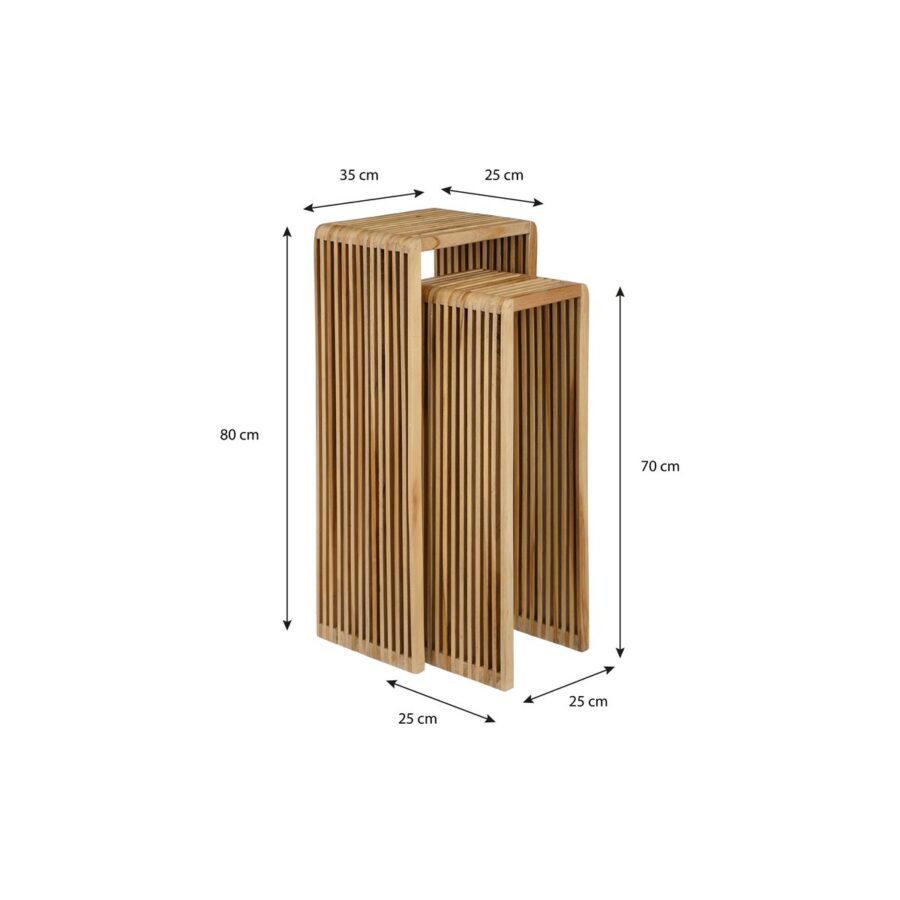 Yonker Plantentafel - Set van 2 - L35 x B25 x H80 cm - Gerecycled Hout - Bruin - Afbeelding 6