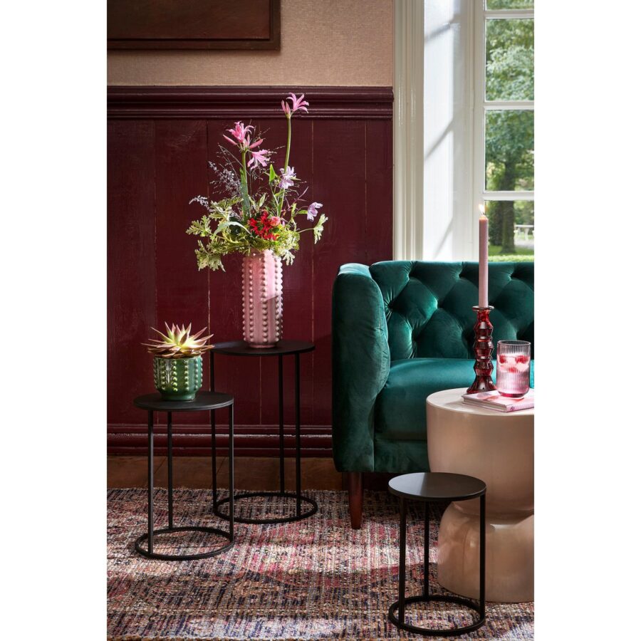 Quinty Bijzettafel - Set van 3 - H50 x Ø32 cm - Metaal - Zwart - Afbeelding 9