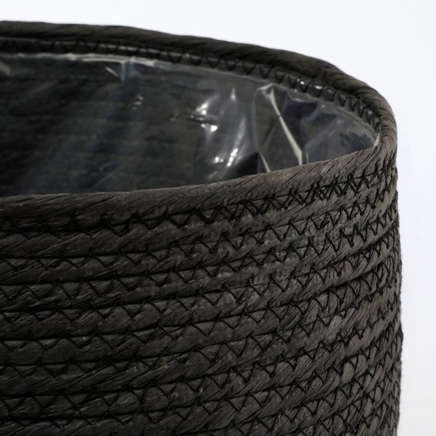 Jorck Plantenmand - H24 x Ø26 cm - Papier - Zwart - Afbeelding 2